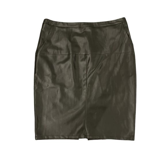 Lulus Black Faux Vegan Leather Pencil Skirt Size XL Pockets Fitted Staple Mini - Picture 1 of 9